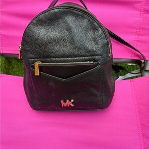 Michael Kors Black Pebbled Leather Mini Backpack with Gold Hardware